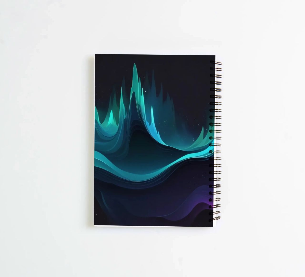 Colorful abstract wave patterns representing sound frequency spiral notebook by DesignDoodle