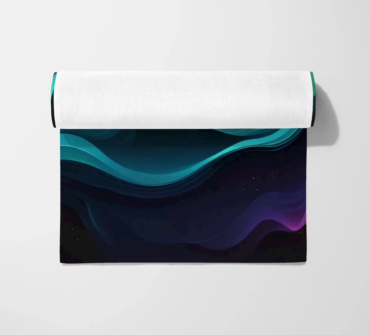 Colorful abstract wave patterns representing sound frequency beach towel by DesignDoodle