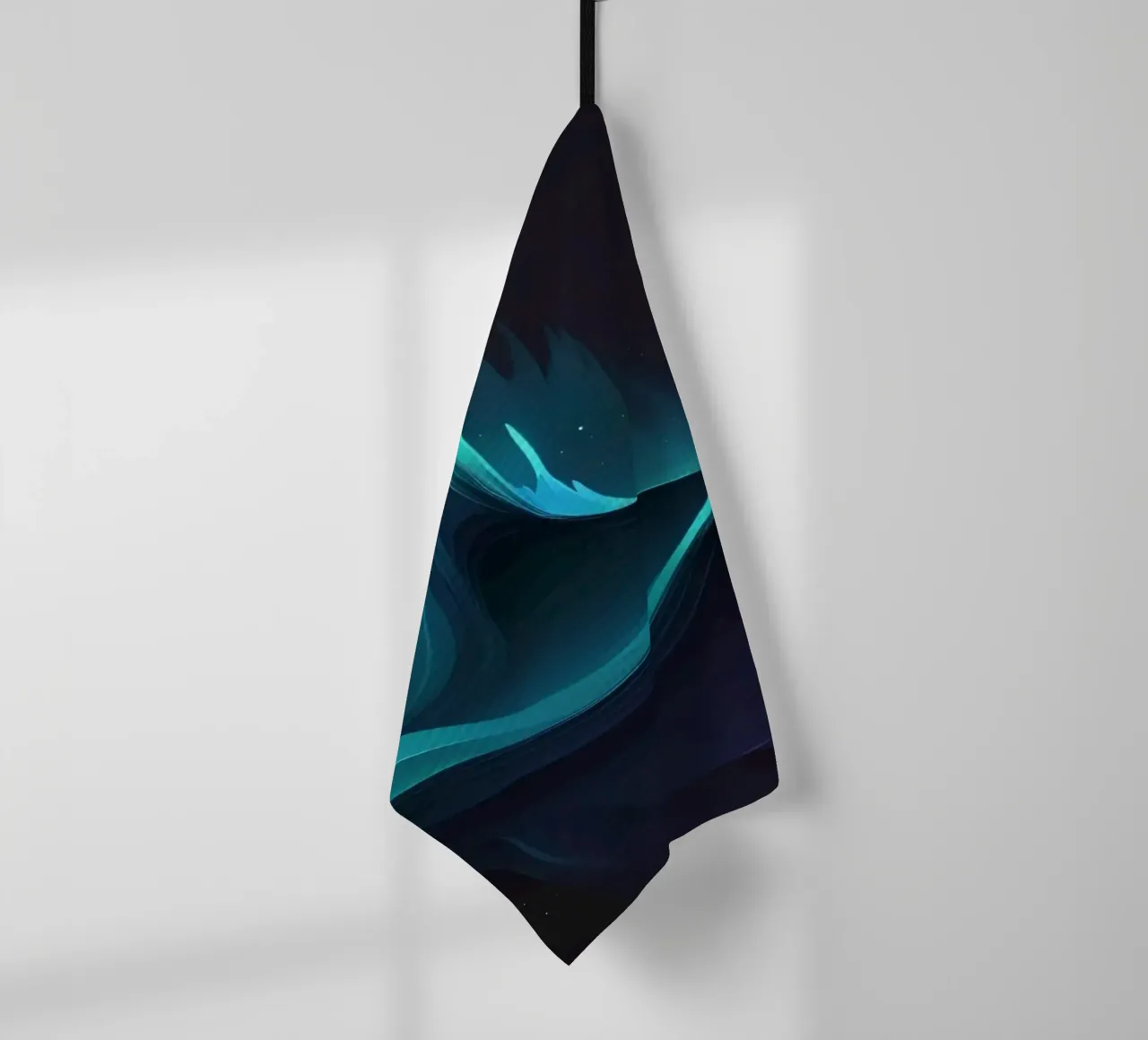 Colorful abstract wave patterns representing sound frequency tea towel by DesignDoodle