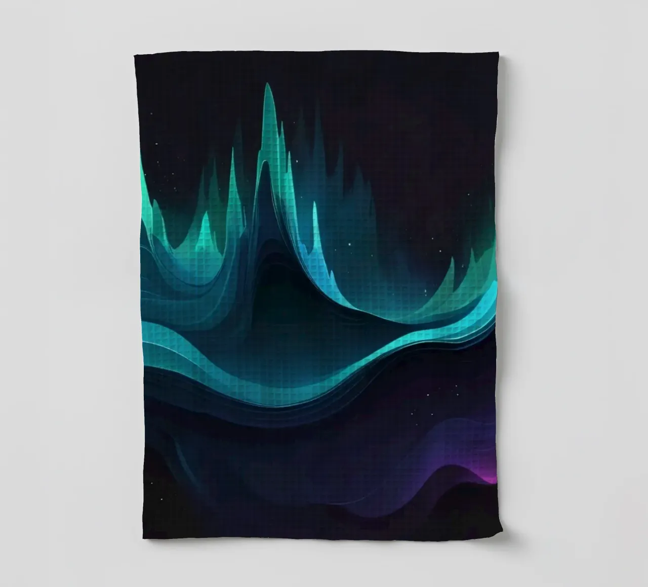 Colorful abstract wave patterns representing sound frequency tea towel by DesignDoodle