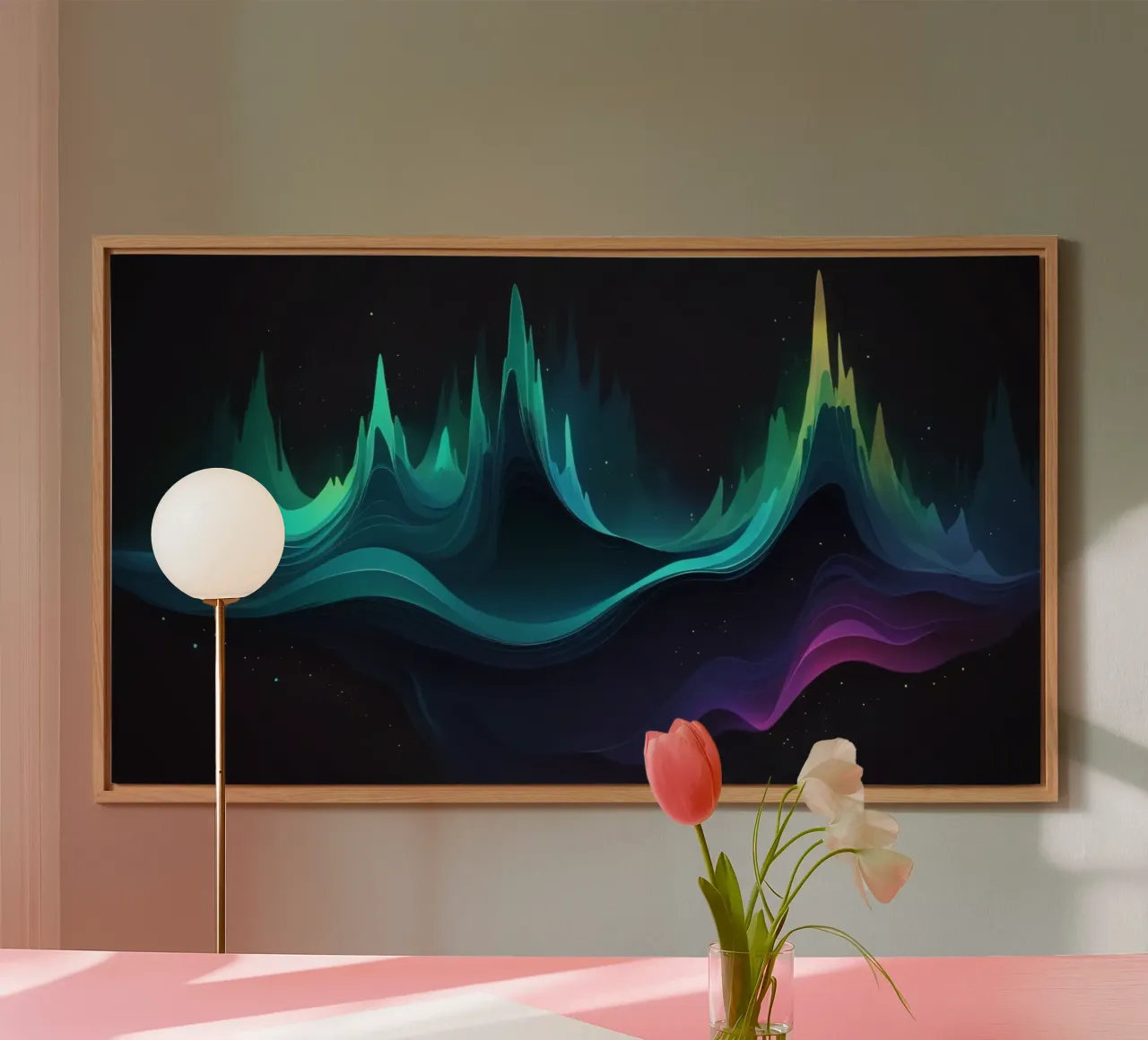 Colorful abstract wave patterns representing sound frequency alu-dibond by DesignDoodle