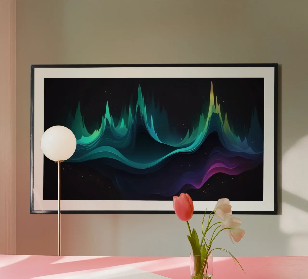 Motifs d'ondes abstraits et colorés représentant la fréquence du son hahnemühle de DesignDoodle