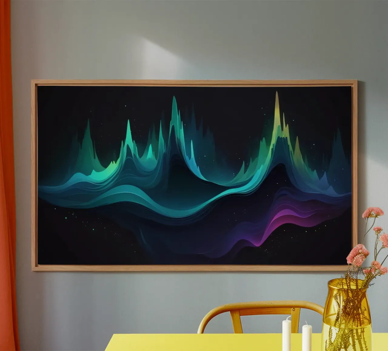Motifs d'ondes abstraits et colorés représentant la fréquence du son alu dibond de DesignDoodle