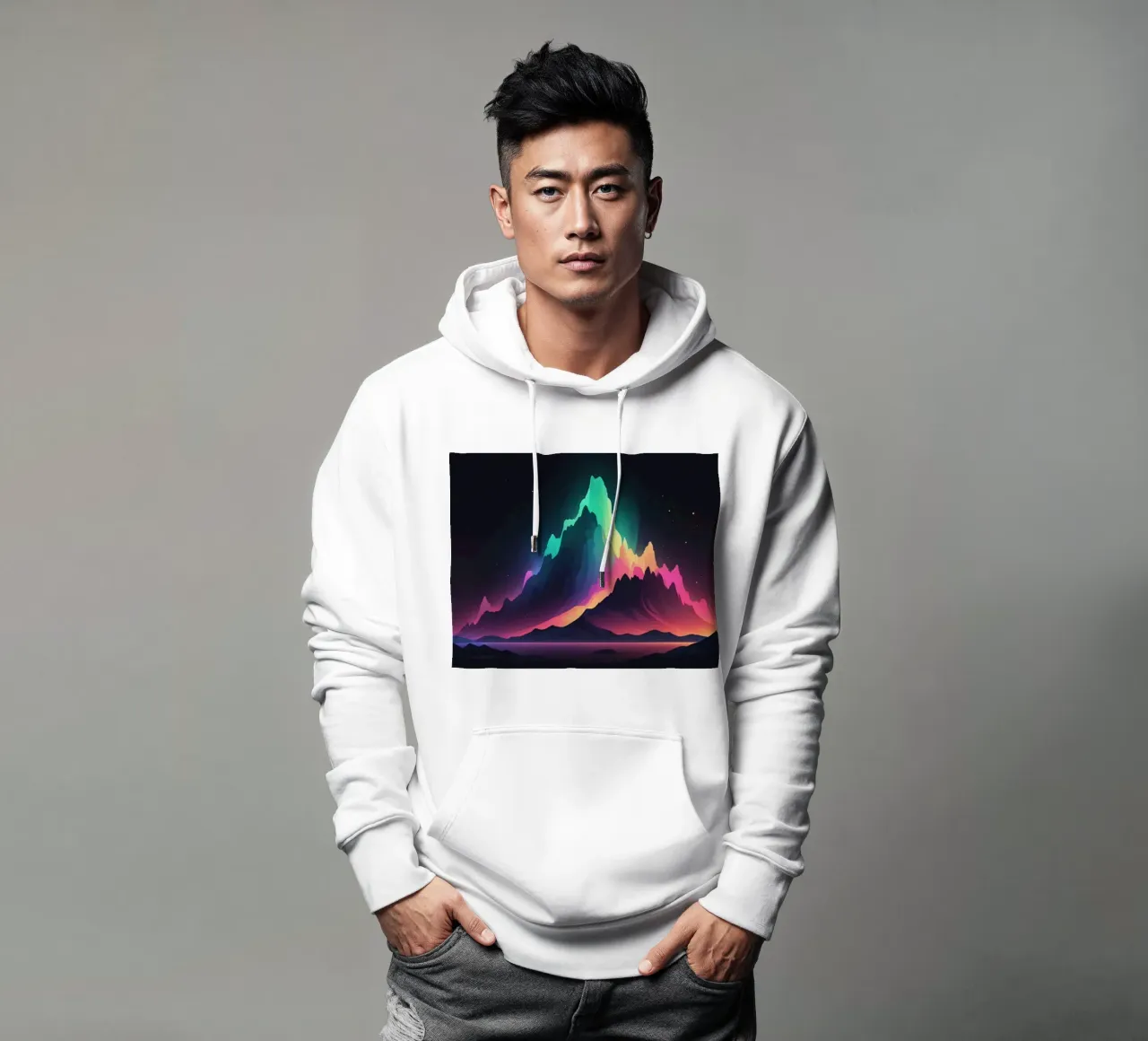 Vibrante paesaggio montano al crepuscolo con cime colorate felpa con cappuccio da DesignDoodle