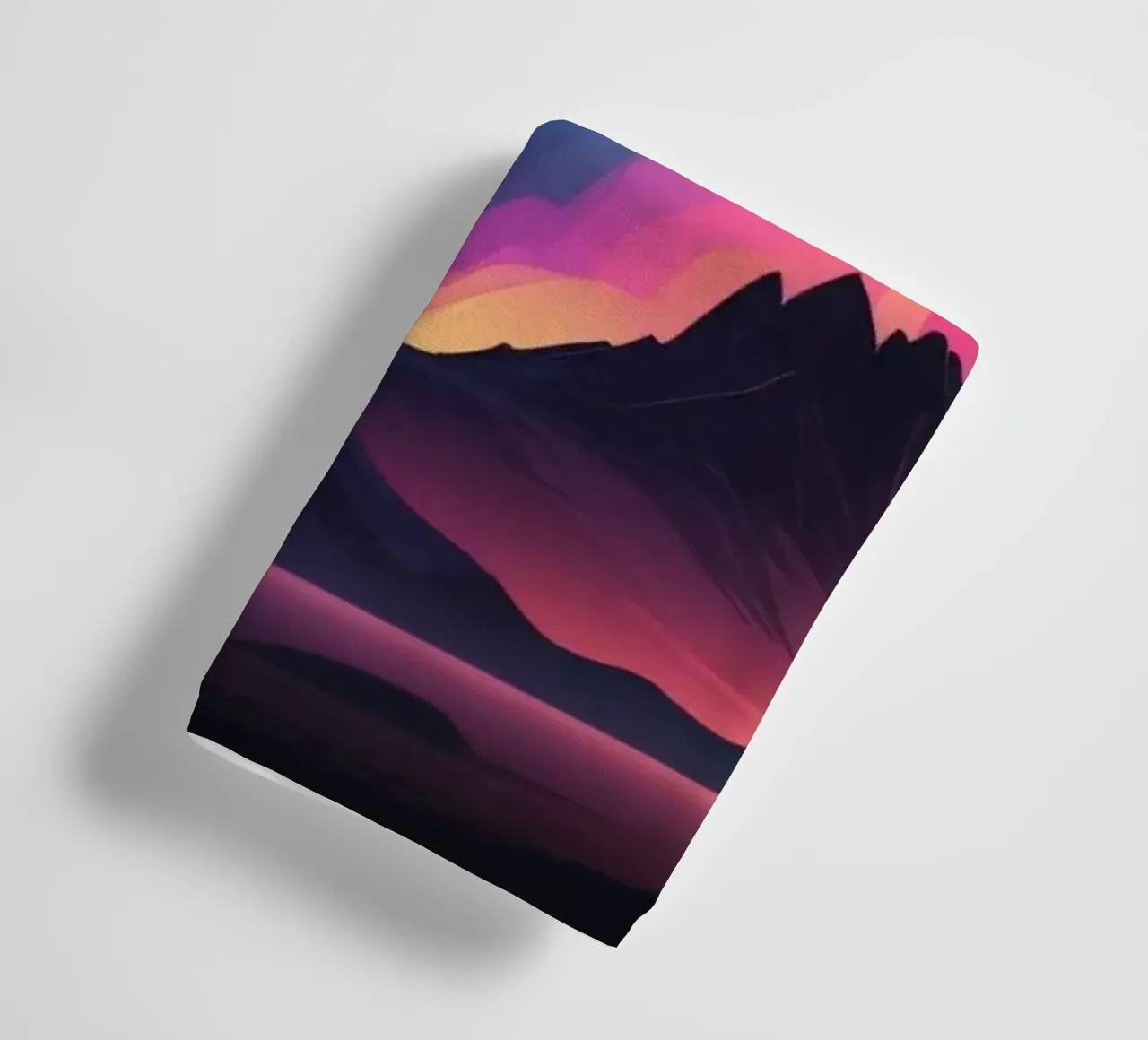 Vibrant mountain landscape at twilight with colorful peaks towel by DesignDoodle