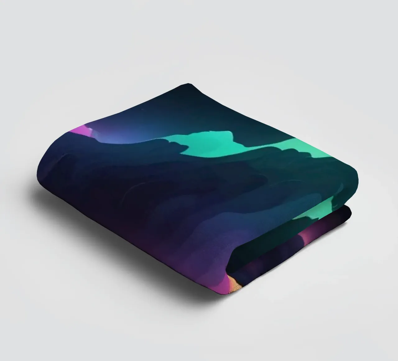 Vibrant mountain landscape at twilight with colorful peaks towel by DesignDoodle