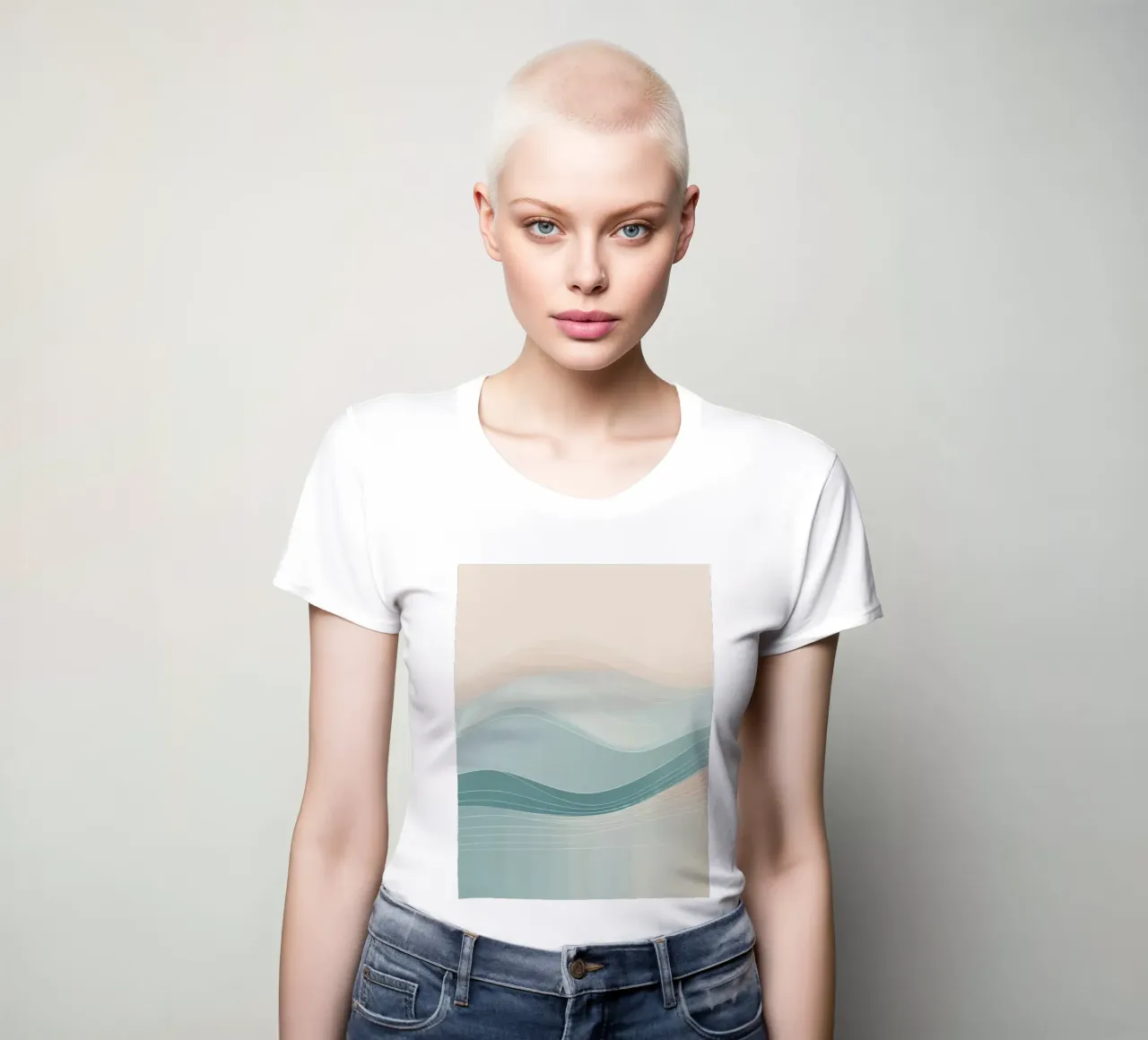 Soft waves of color blend harmoniously in an abstract design women's fitted t-shirt by DesignDoodle