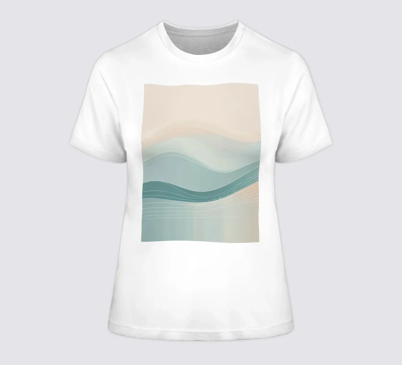 Soft waves of color blend harmoniously in an abstract design women's fitted t-shirt by DesignDoodle