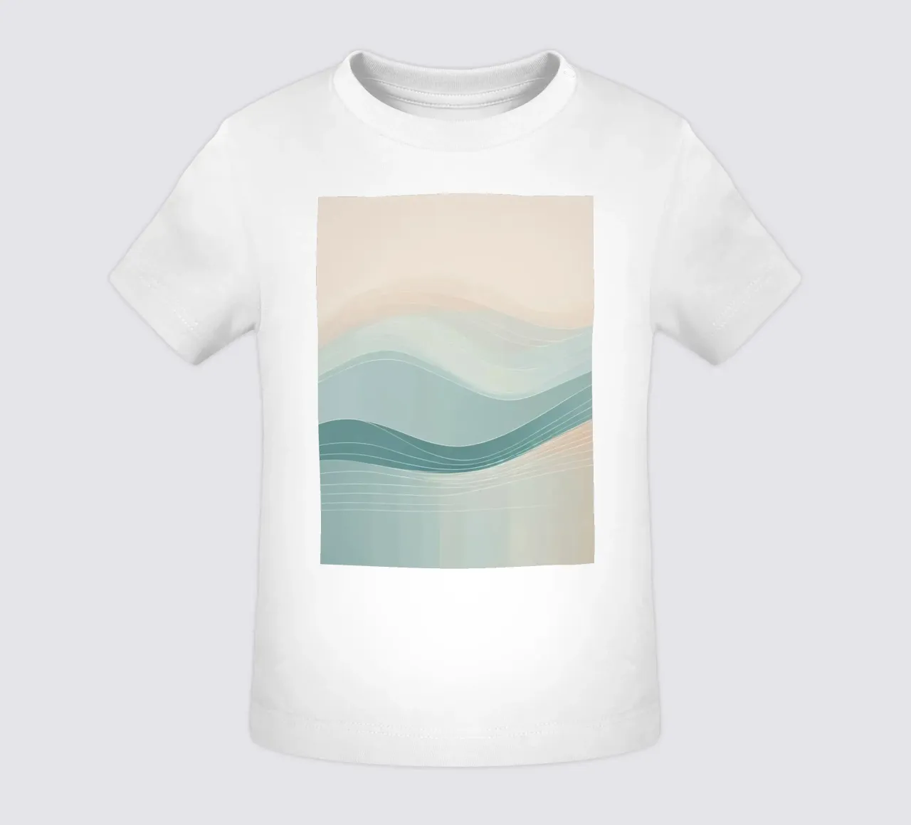 Soft waves of color blend harmoniously in an abstract design baby t-shirt by DesignDoodle