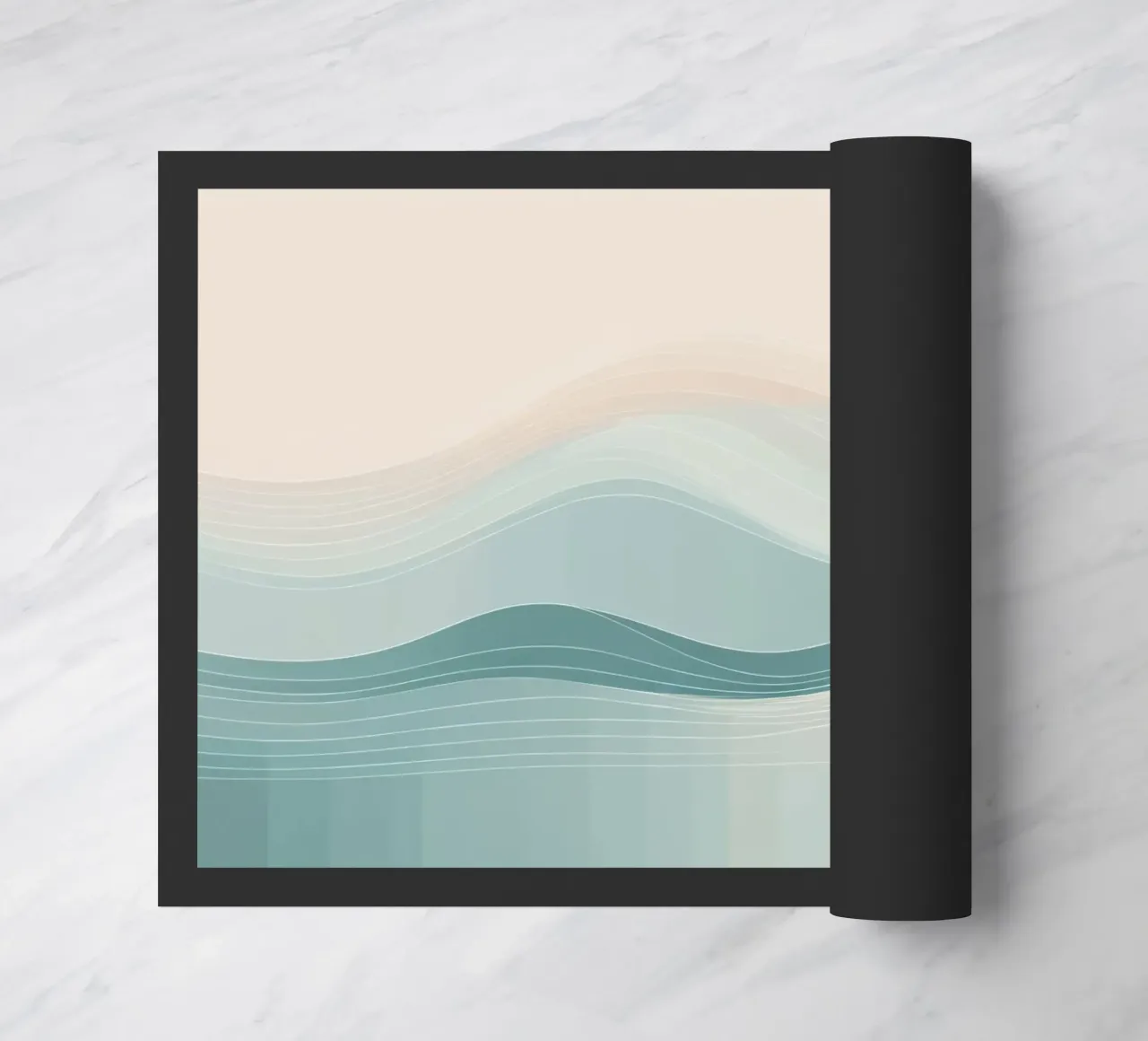Soft waves of color blend harmoniously in an abstract design doormat by DesignDoodle