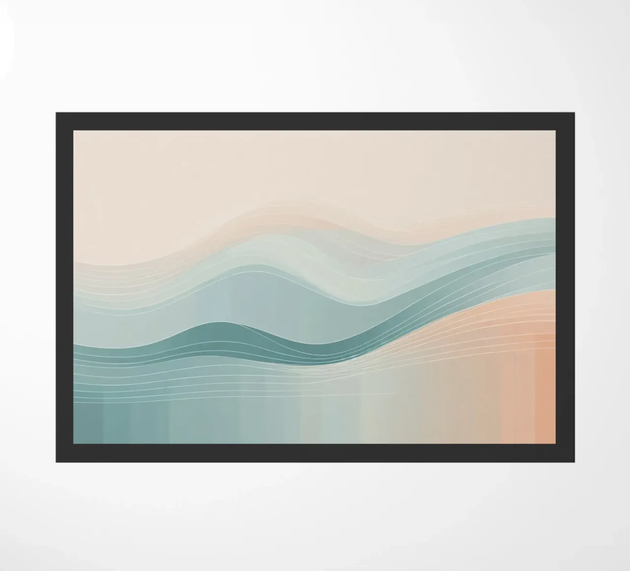 Soft waves of color blend harmoniously in an abstract design doormat by DesignDoodle