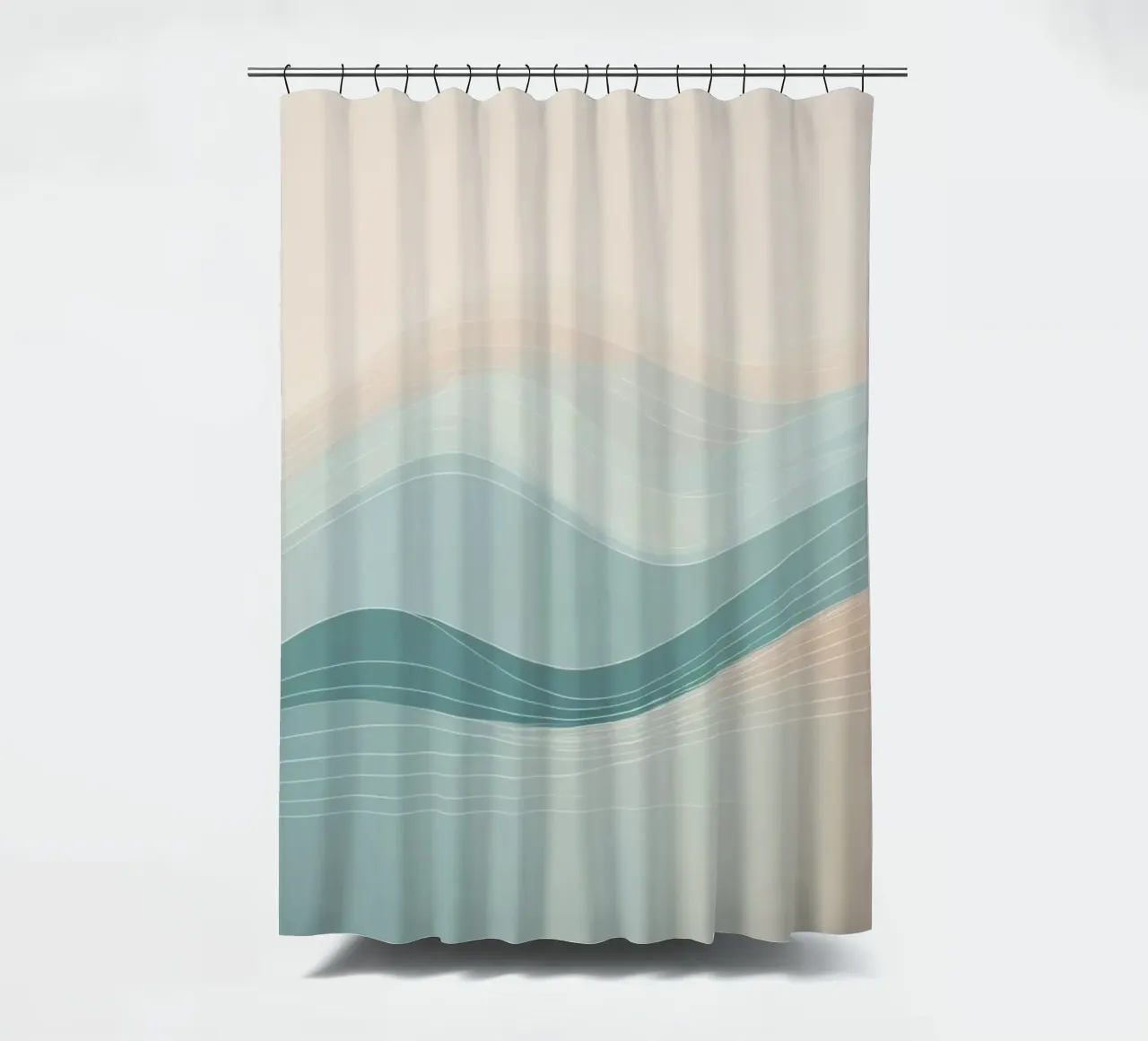 De douces vagues de couleurs se mélangent harmonieusement dans un motif abstrait. rideau de douche de DesignDoodle