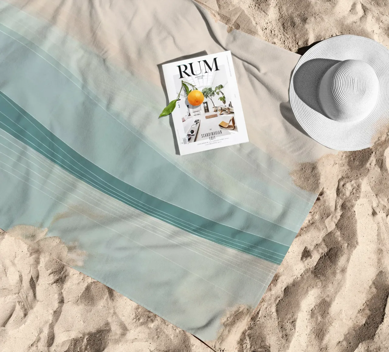 Soft waves of color blend harmoniously in an abstract design beach towel by DesignDoodle