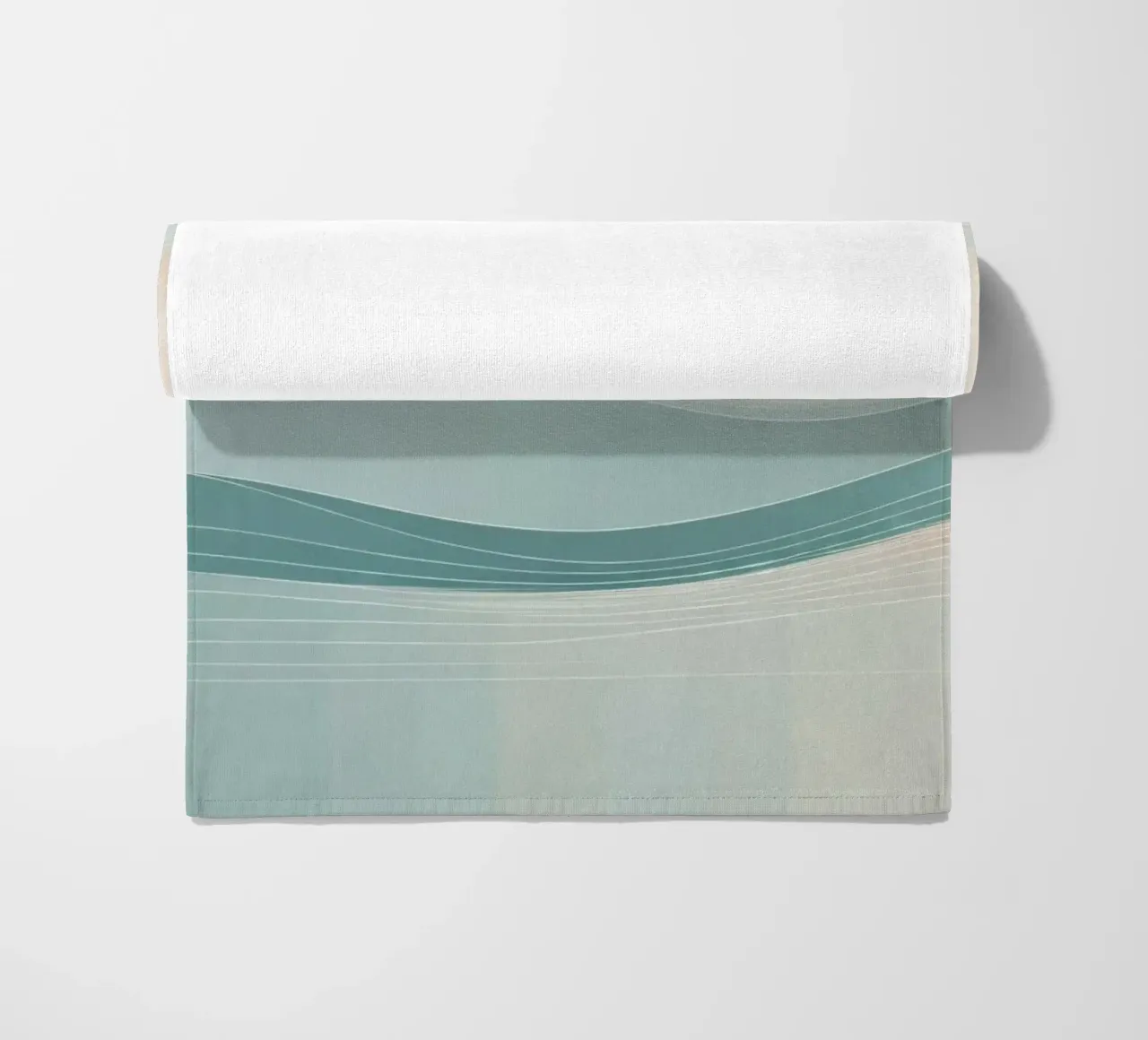 Soft waves of color blend harmoniously in an abstract design beach towel by DesignDoodle