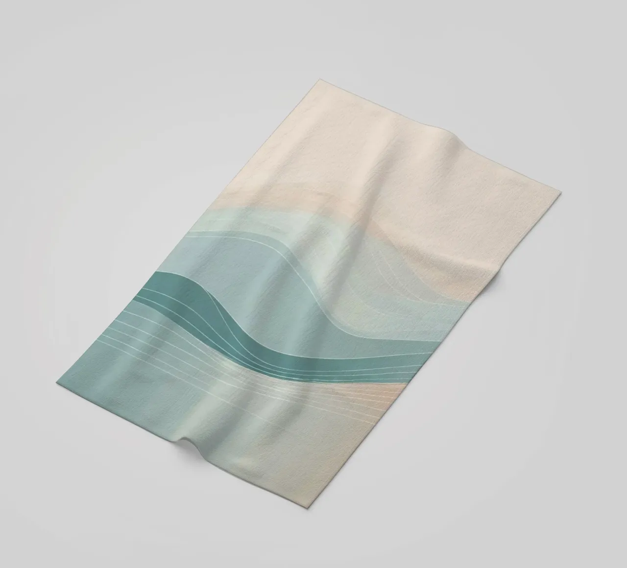 Soft waves of color blend harmoniously in an abstract design beach towel by DesignDoodle