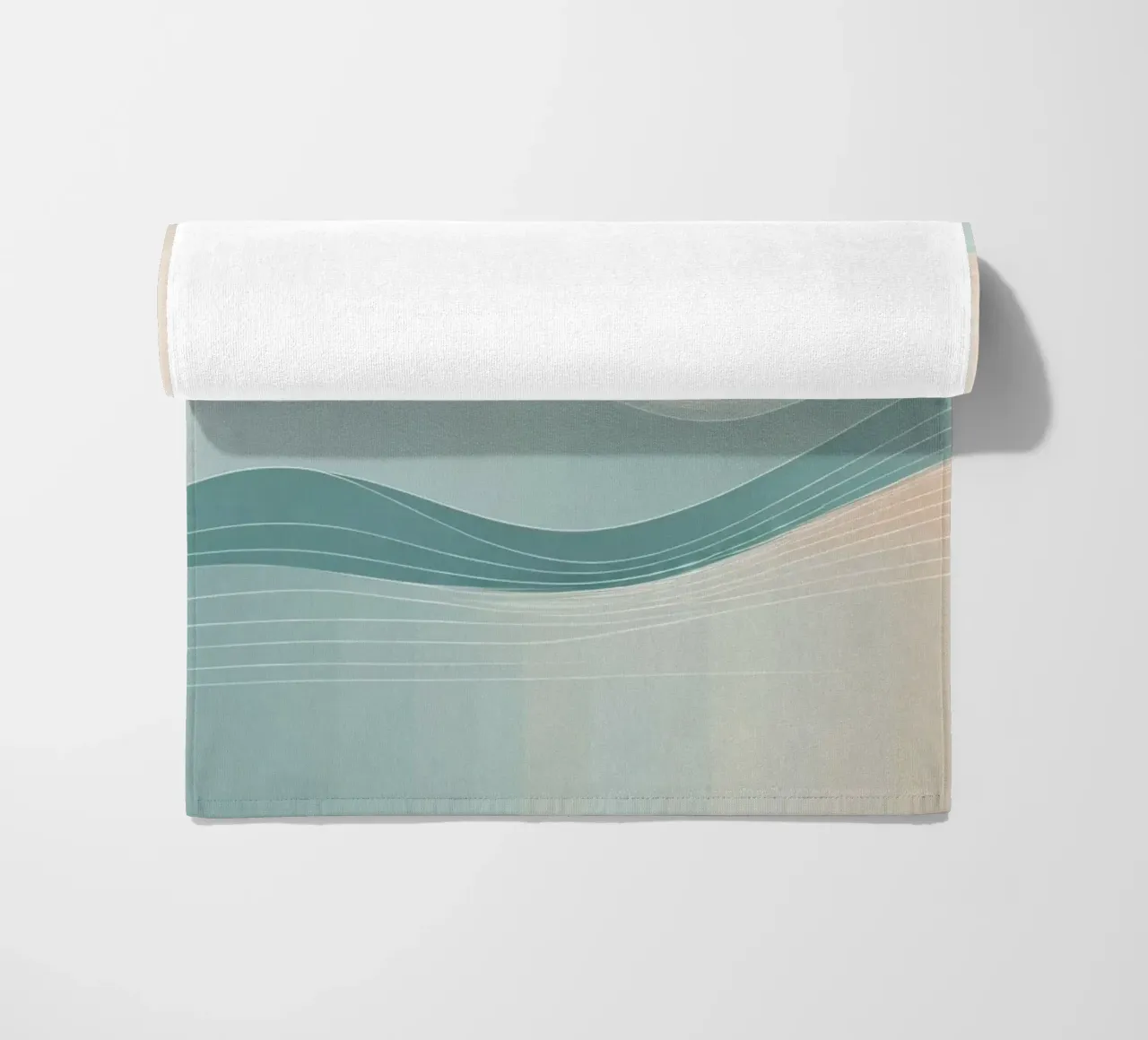 Soft waves of color blend harmoniously in an abstract design beach towel by DesignDoodle