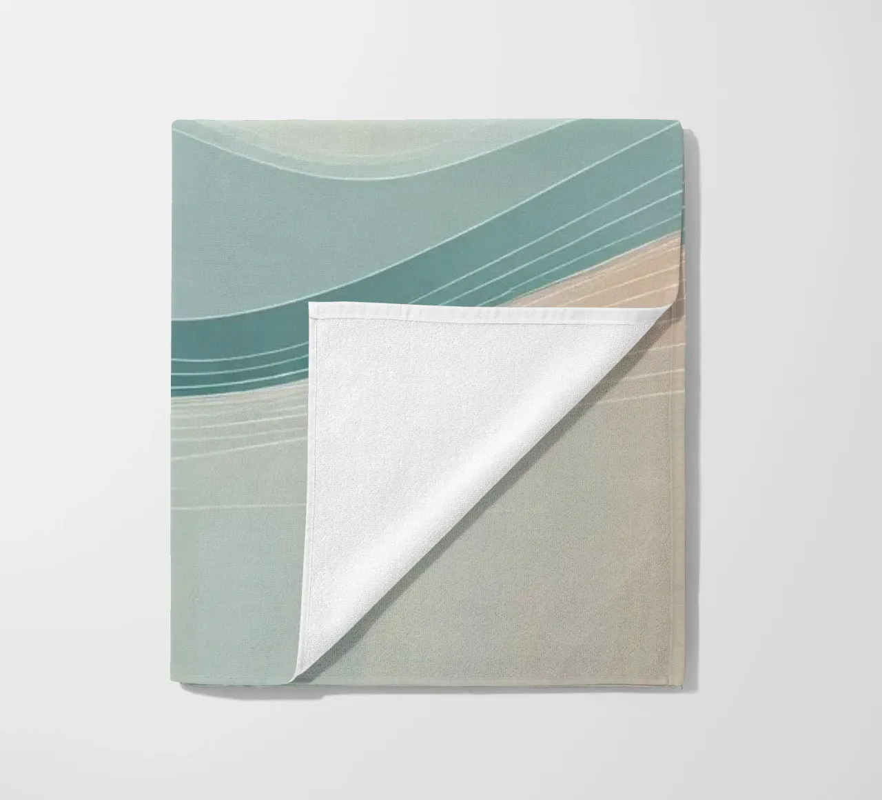Soft waves of color blend harmoniously in an abstract design beach towel by DesignDoodle