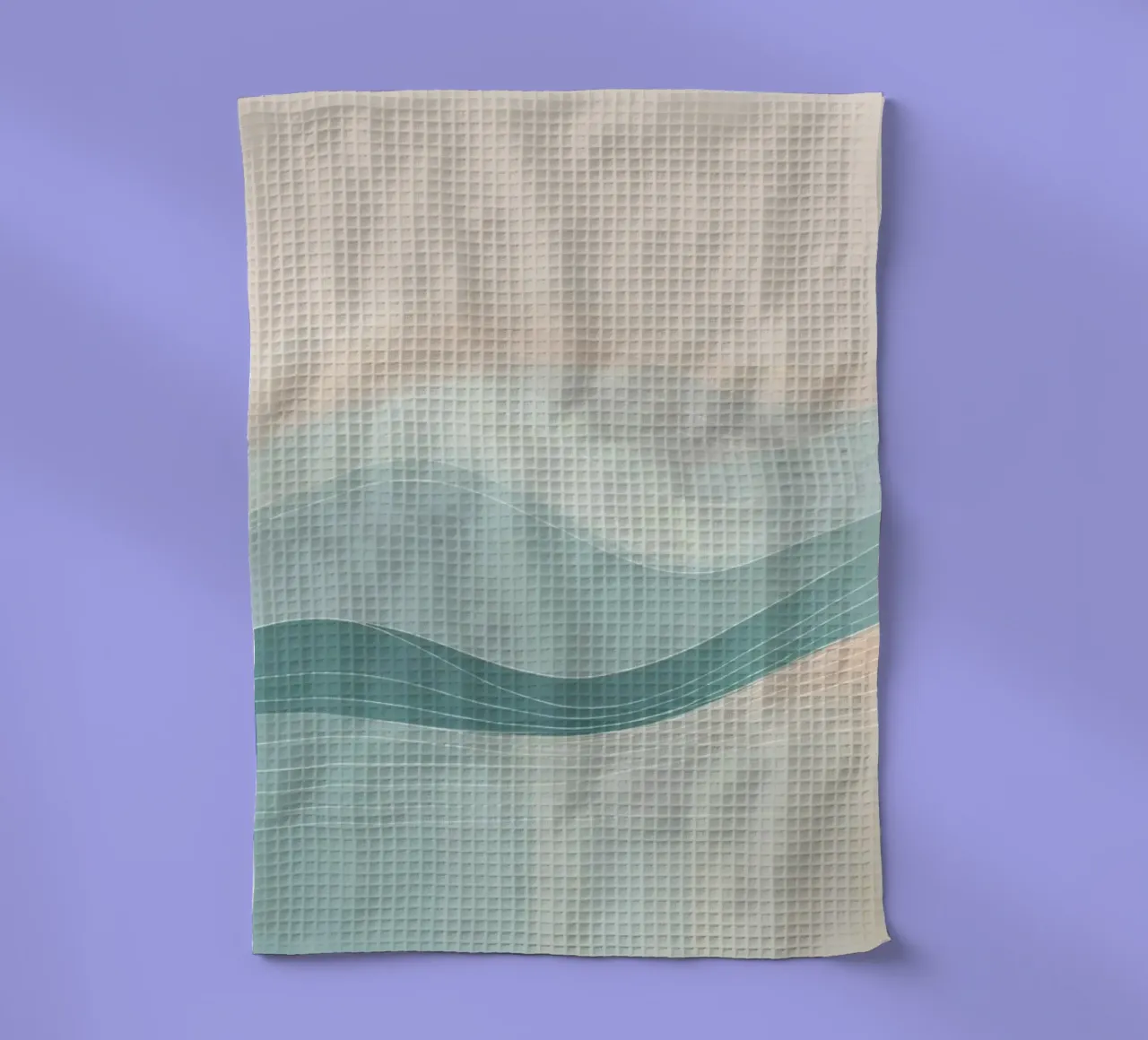Soft waves of color blend harmoniously in an abstract design tea towel by DesignDoodle