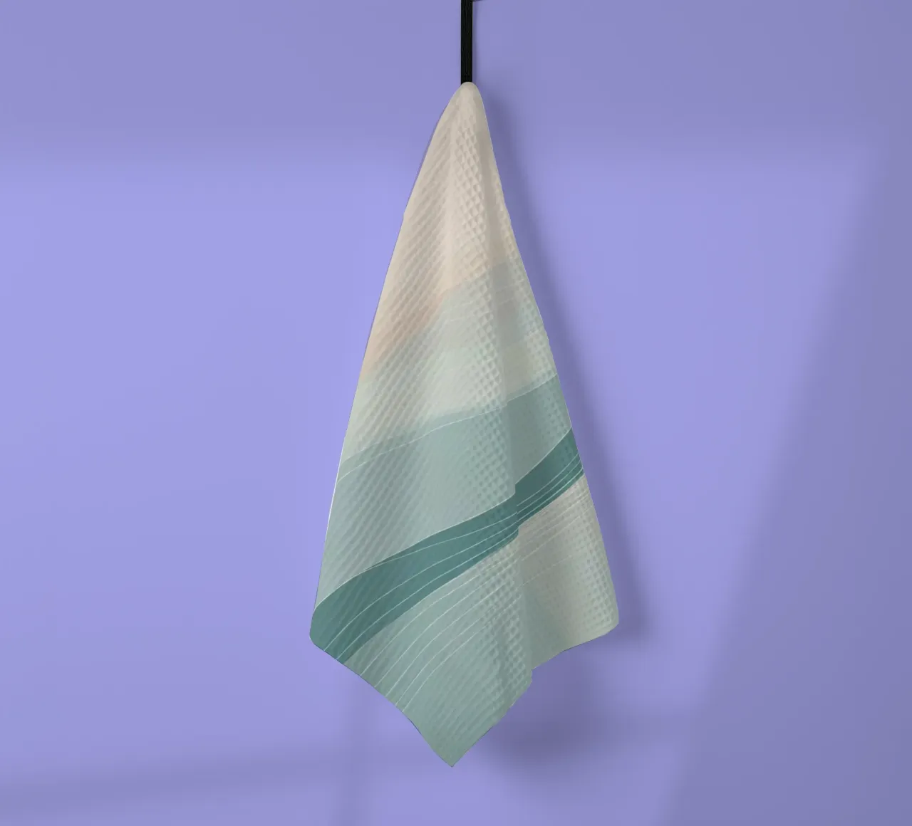 Soft waves of color blend harmoniously in an abstract design tea towel by DesignDoodle