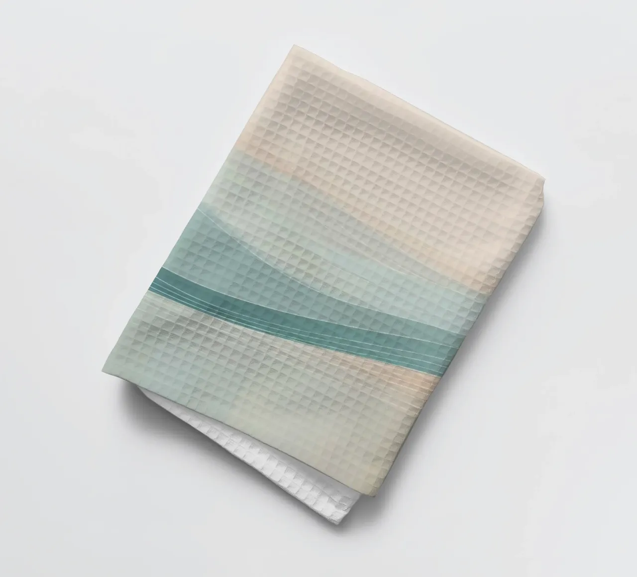 Soft waves of color blend harmoniously in an abstract design tea towel by DesignDoodle