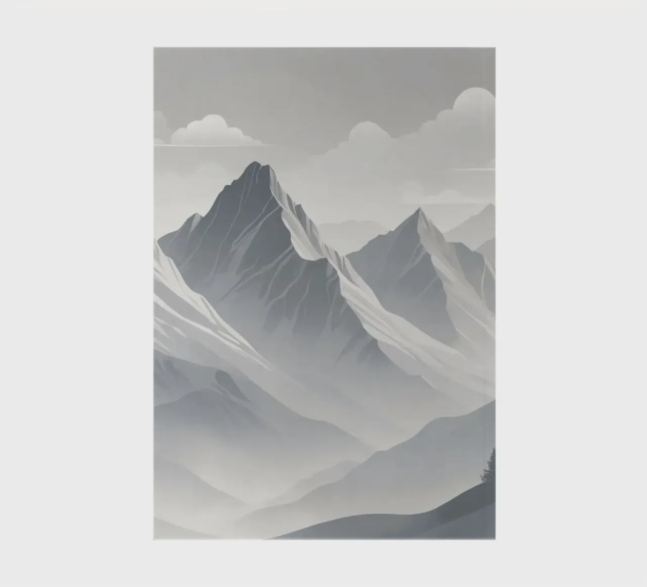 mountain range with snow-capped peaks and cloudy skies notebook by DesignDoodle