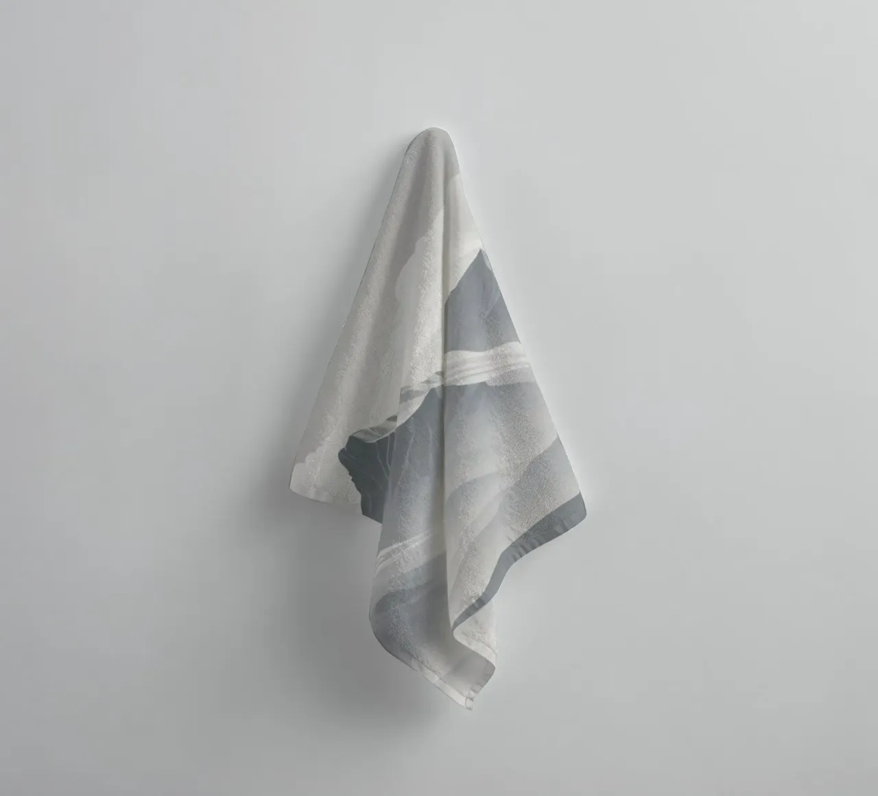 mountain range with snow-capped peaks and cloudy skies towel by DesignDoodle