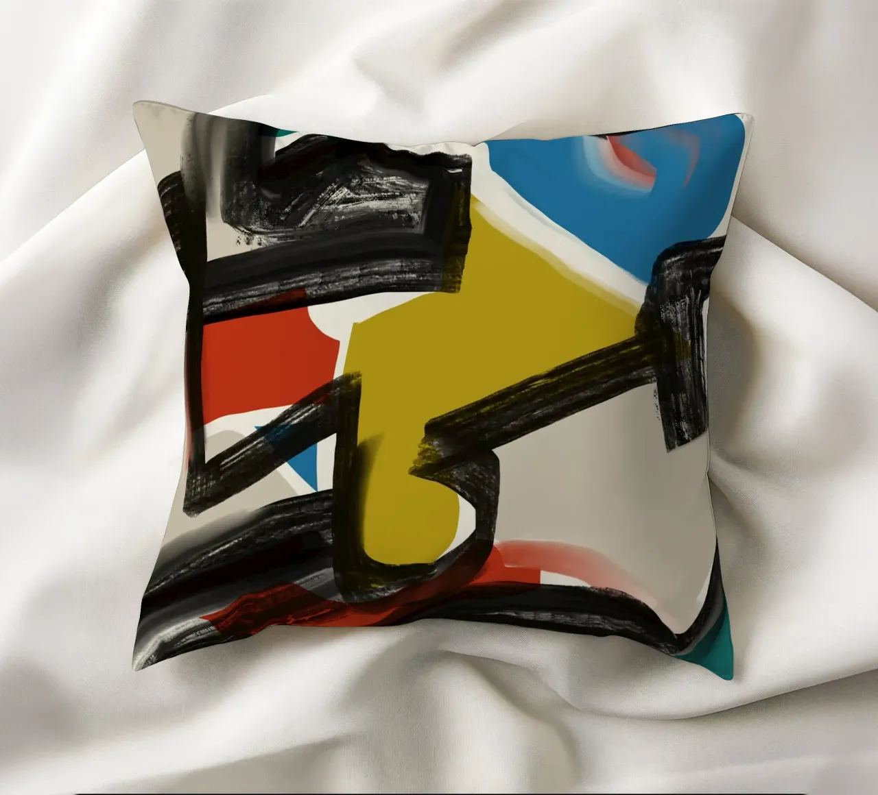 Maximalist abstract decorative cushion by Little Dean