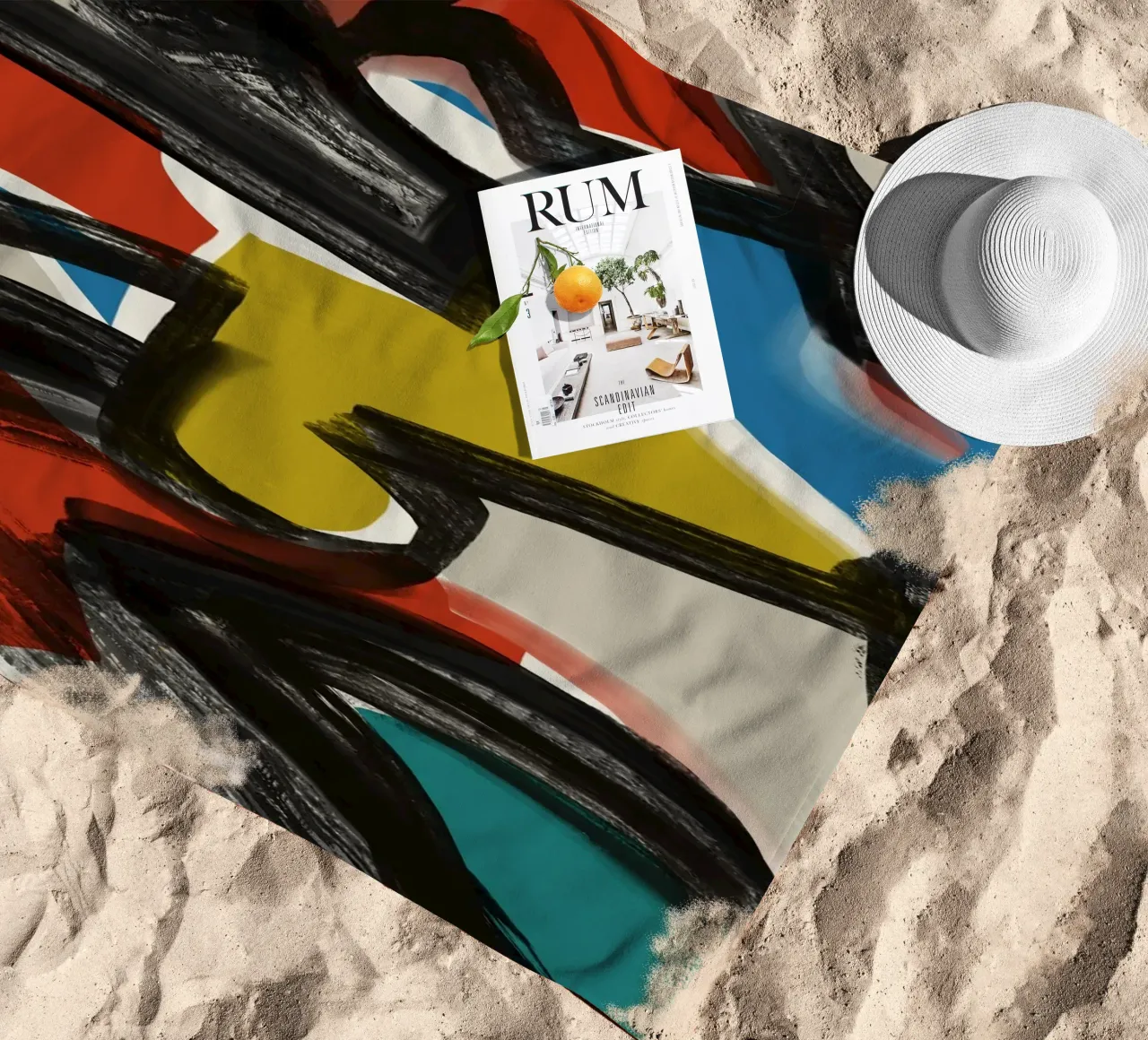 Maximalist abstract beach towel by Little Dean