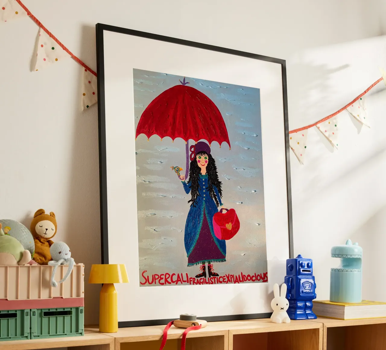 Mary Poppins poster avec cadre en bois de irenissima