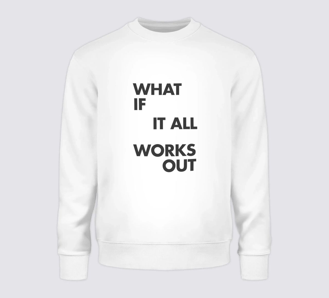 Stampa tipografica ispirata "What If It All Works Out" in rosa felpa da THE MOTIVATED TYPE