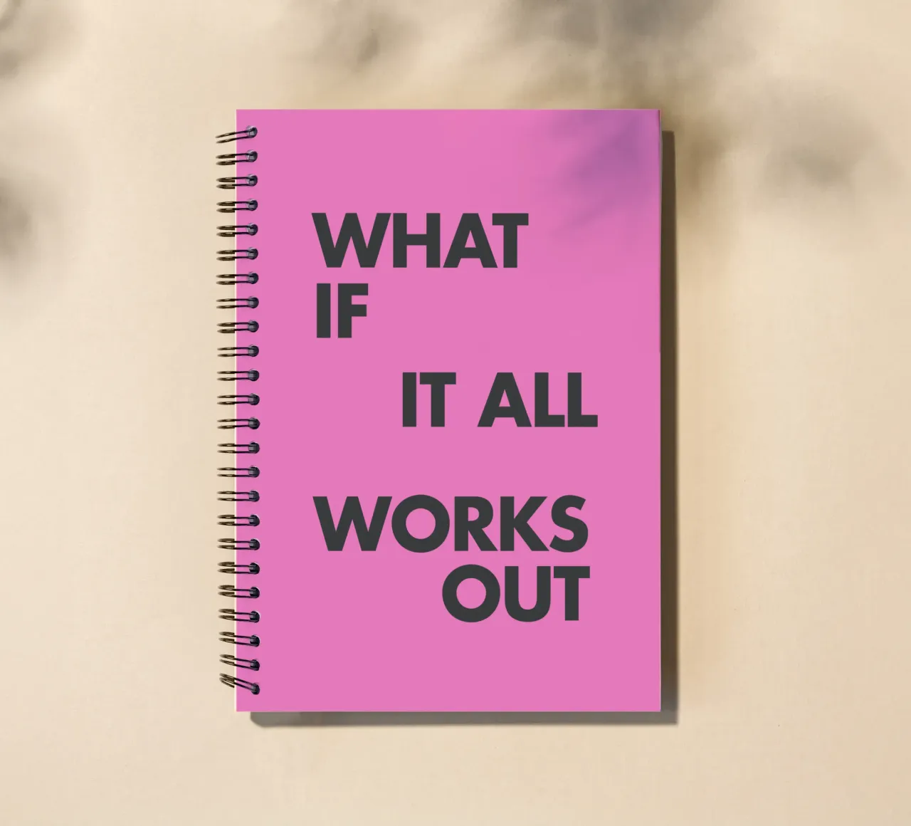 What If It All Works Out Pink Inspirational Typography Print spiral notebook by THE MOTIVATED TYPE