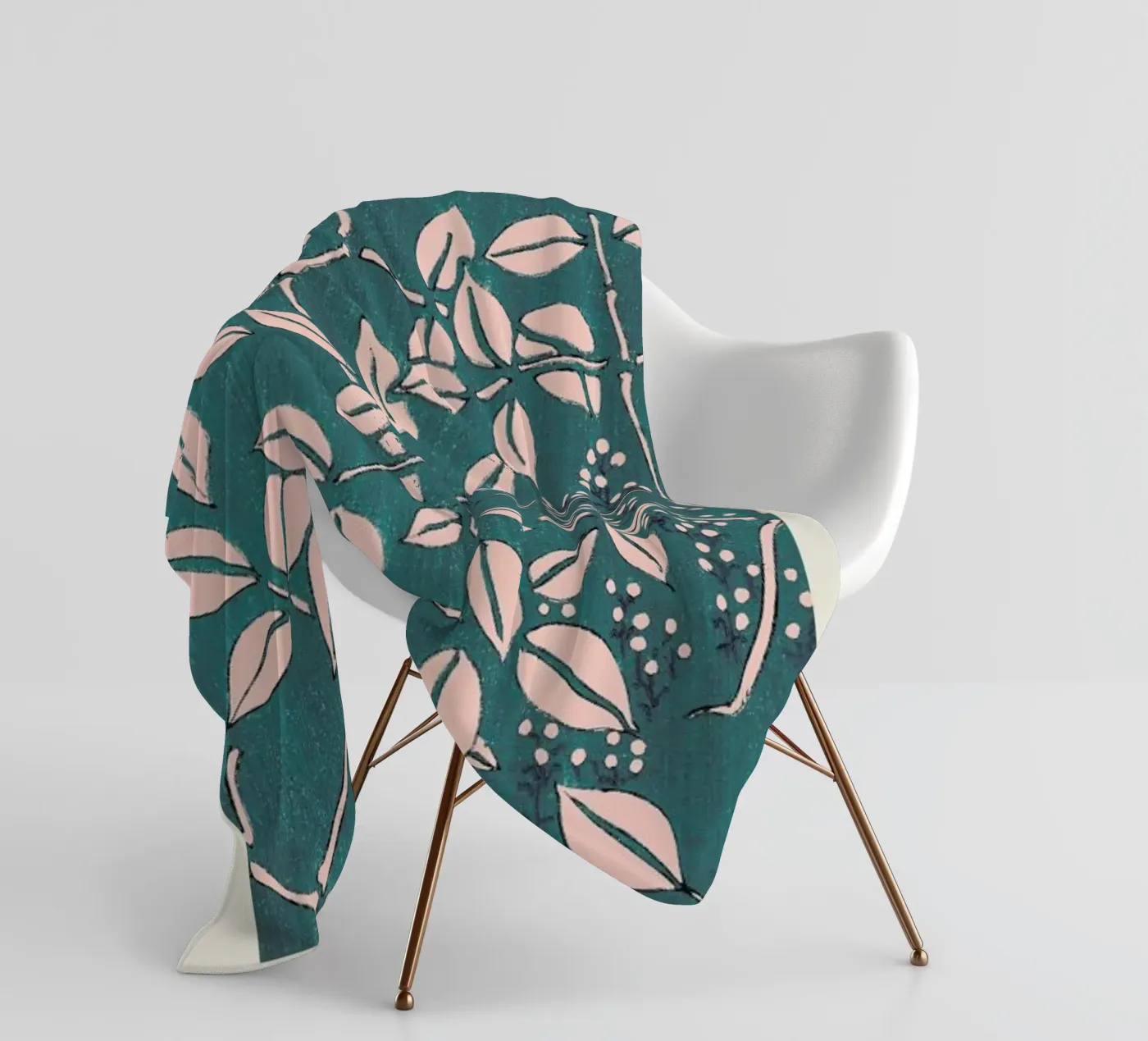 Seitei - Leaf Pattern Fleecedecke von Vintage by JUNIQE