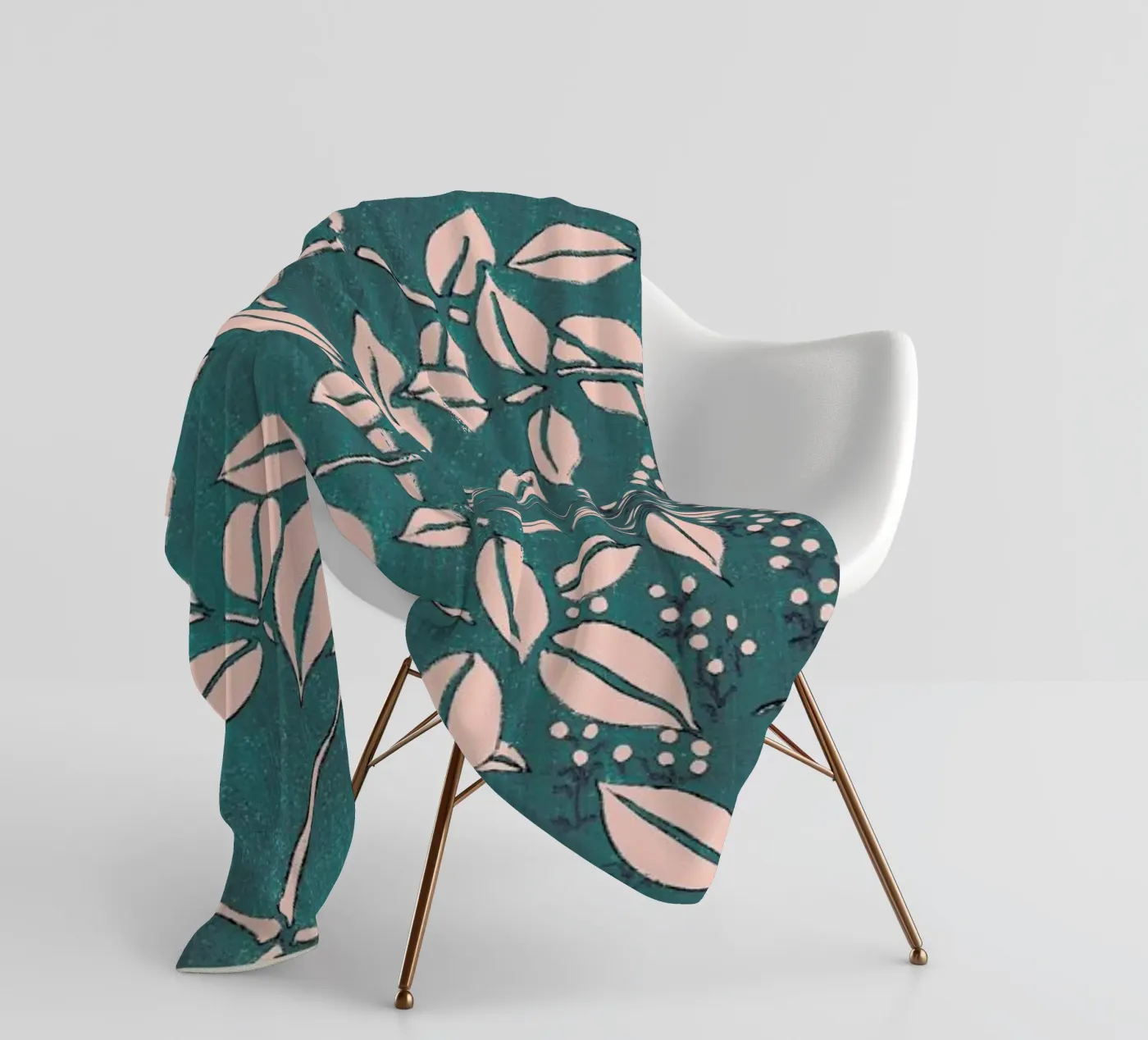 Seitei - Leaf Pattern Fleecedecke von Vintage by JUNIQE