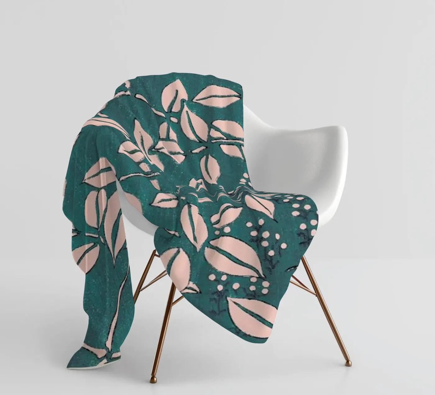 Seitei - Leaf Pattern Fleecedecke von Vintage by JUNIQE