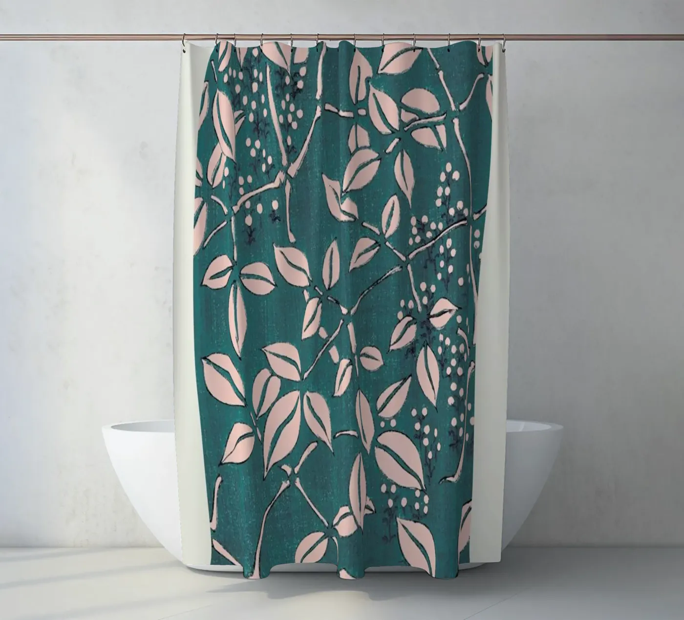 Seitei - Leaf Pattern Duschvorhang von Vintage by JUNIQE