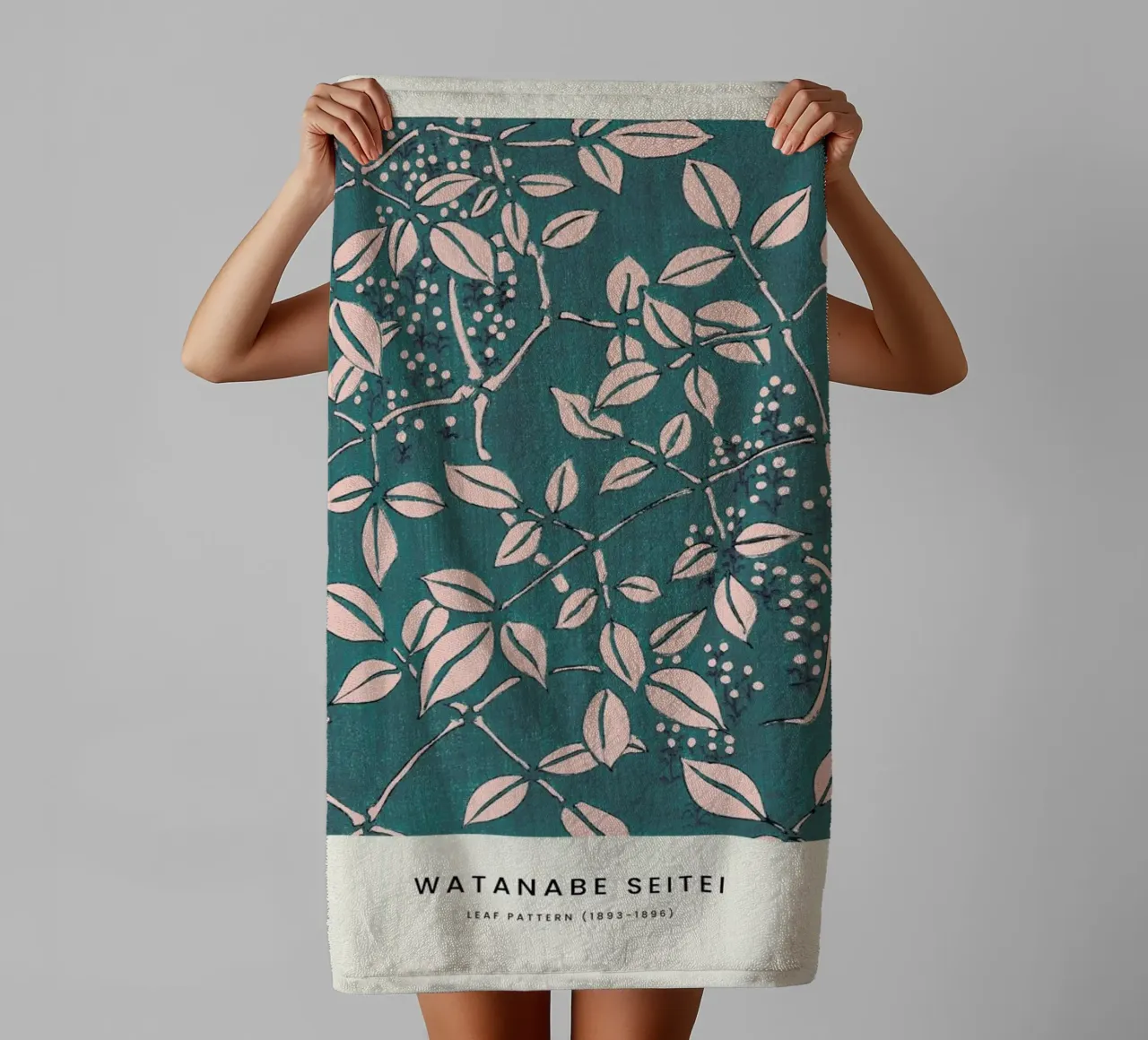 Seitei - Leaf Pattern badhanddoek van Vintage by JUNIQE