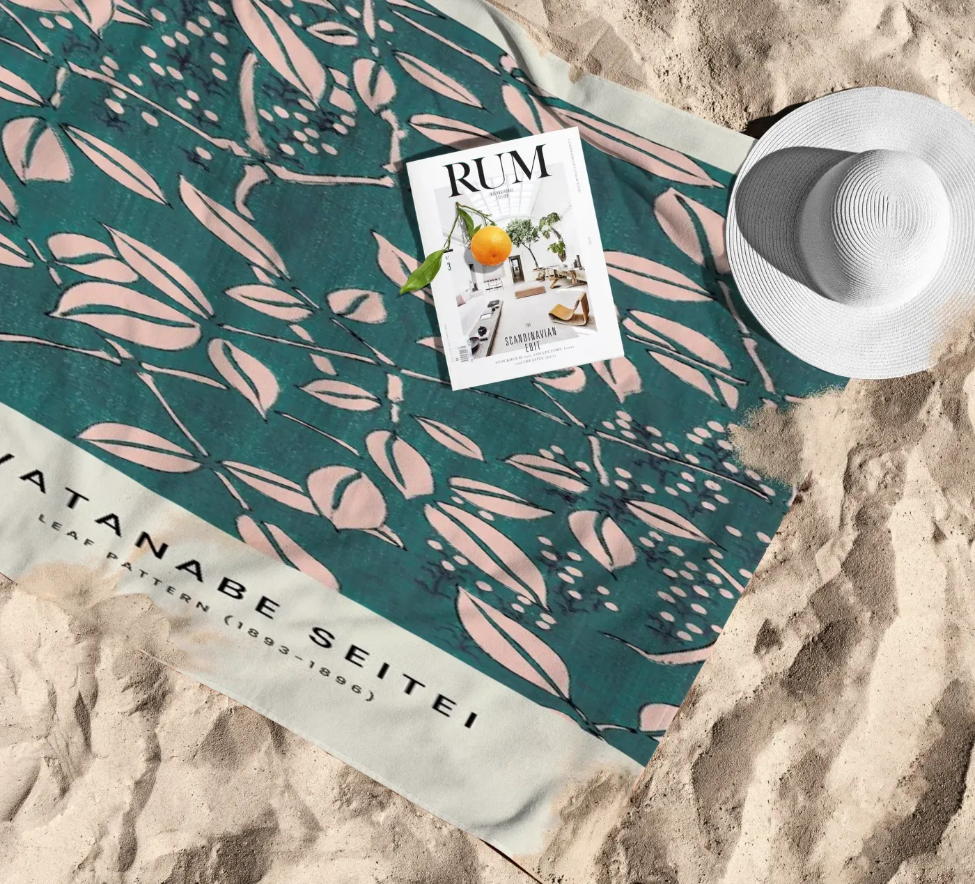 Seitei - Leaf Pattern beach towel by Vintage by JUNIQE