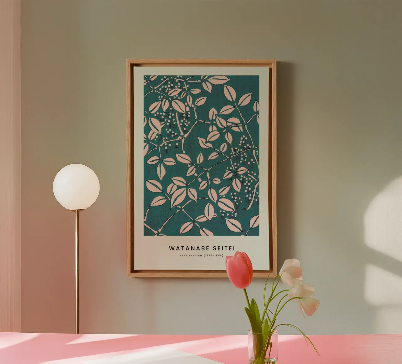 Seitei - Leaf Pattern tela con Cornice a cassetta da Vintage by JUNIQE
