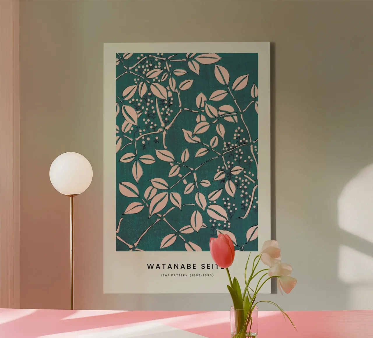 Seitei - Leaf Pattern tela con Cornice a cassetta da Vintage by JUNIQE