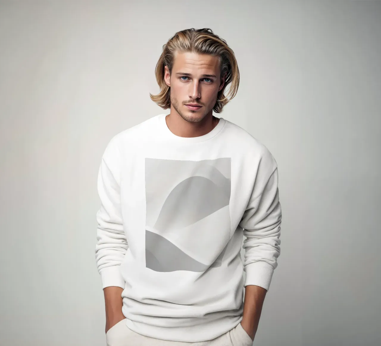 Suaves olas blancas crean una composición abstracta sudadera de DesignDoodle