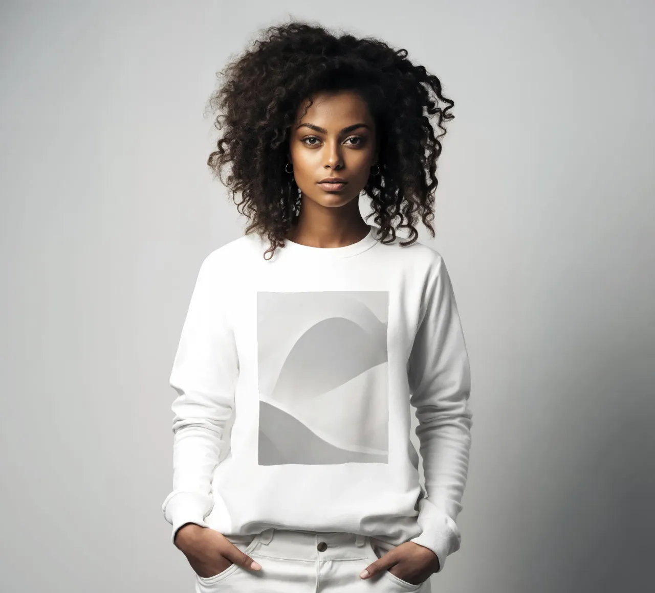 Suaves olas blancas crean una composición abstracta sudadera de DesignDoodle