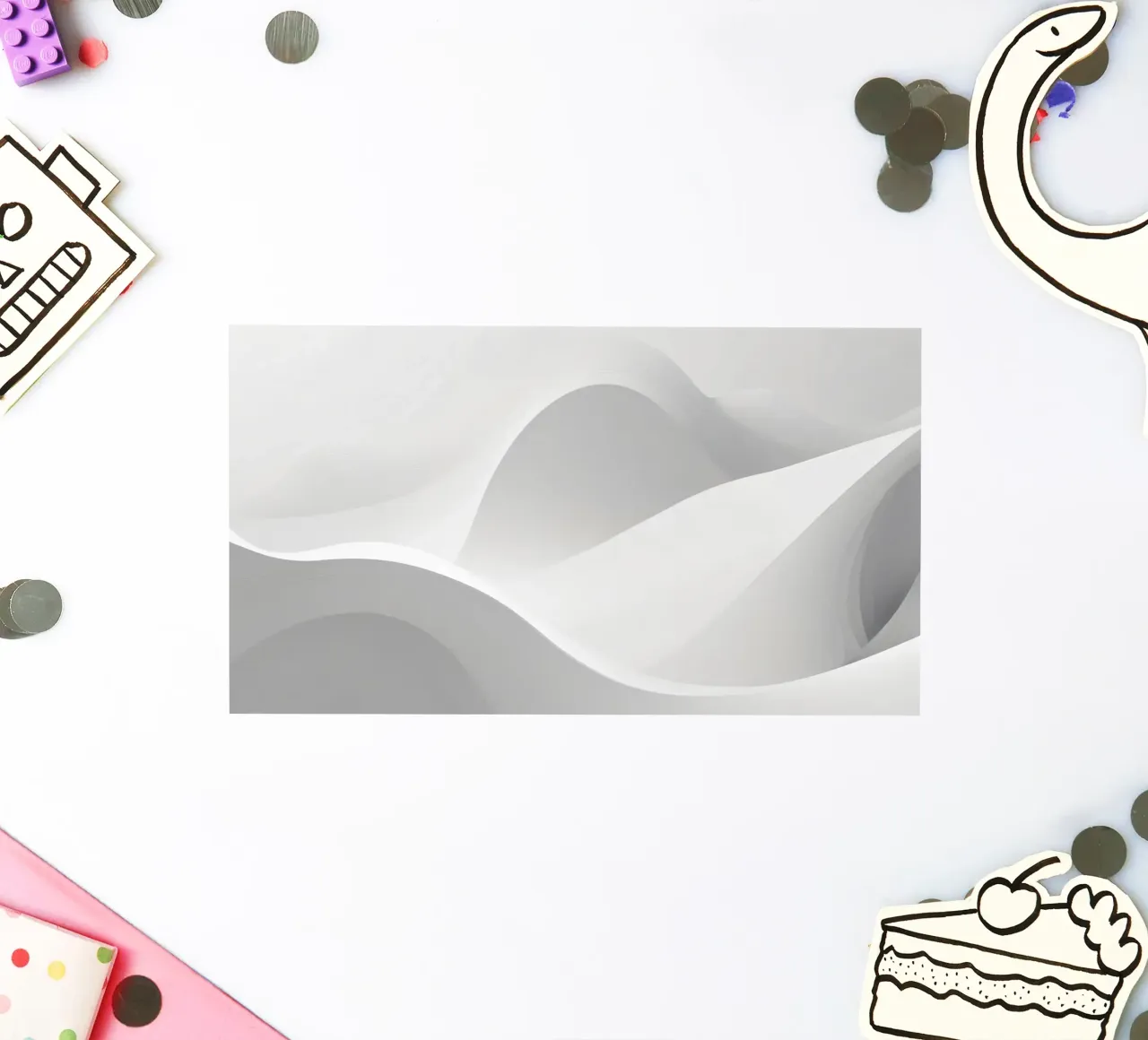 Soft white waves create an abstract composition sticker by DesignDoodle