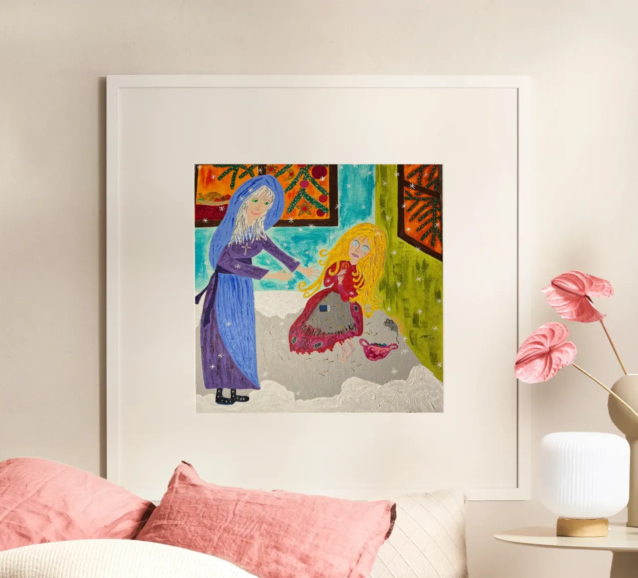 La ragazza con i fiammiferi poster con telaio in legno da irenissima