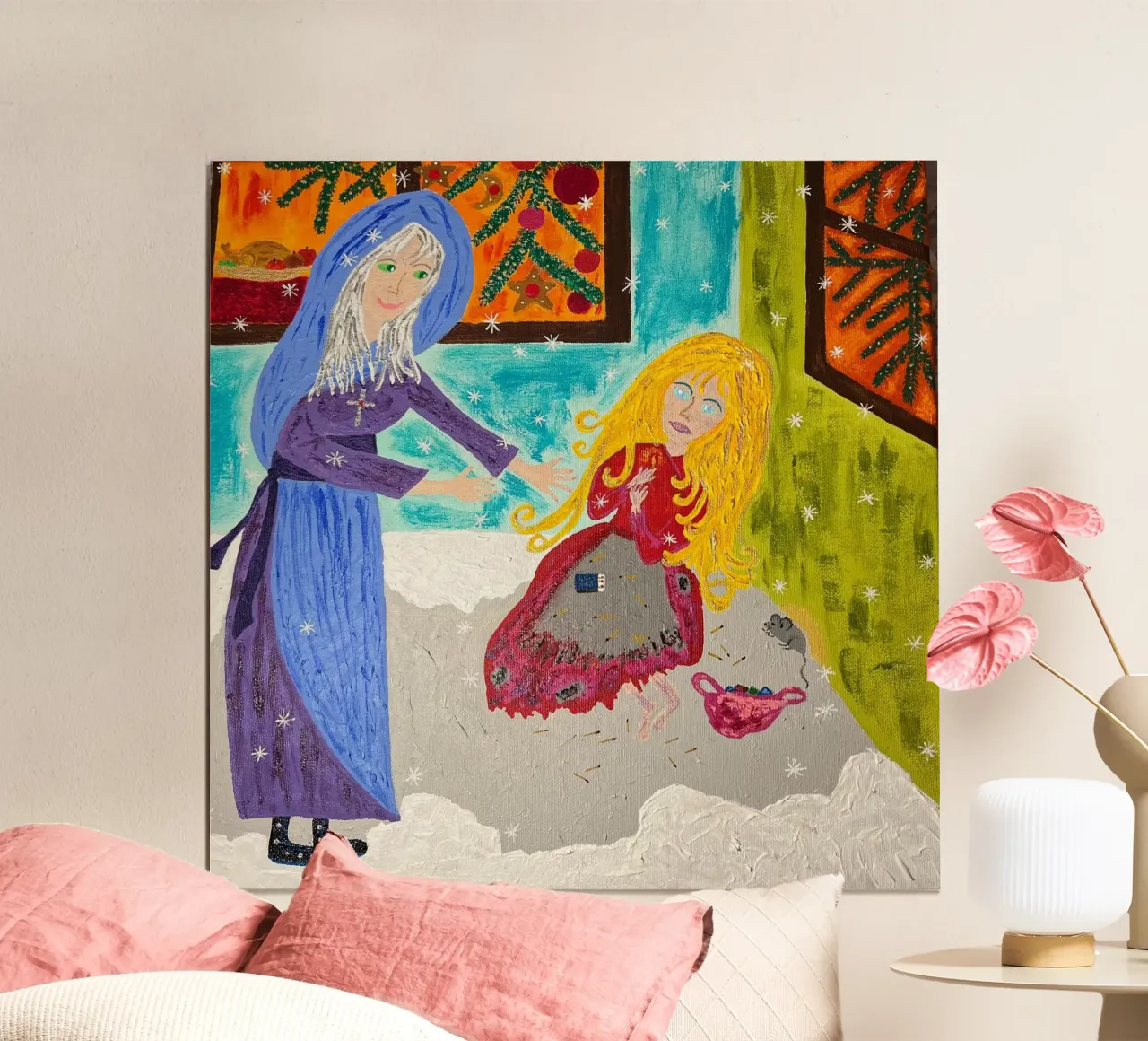 La ragazza con i fiammiferi poster con telaio in legno da irenissima