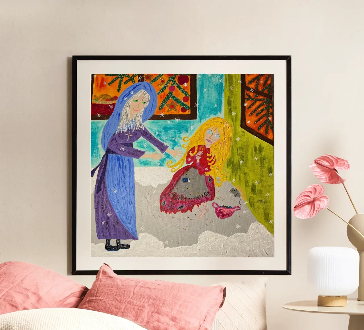 La ragazza con i fiammiferi poster con telaio in legno da irenissima