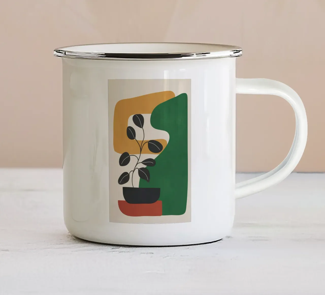 Modern Abstract Minimal Shapes Branches Art 4 mug en émail de Nadjaa