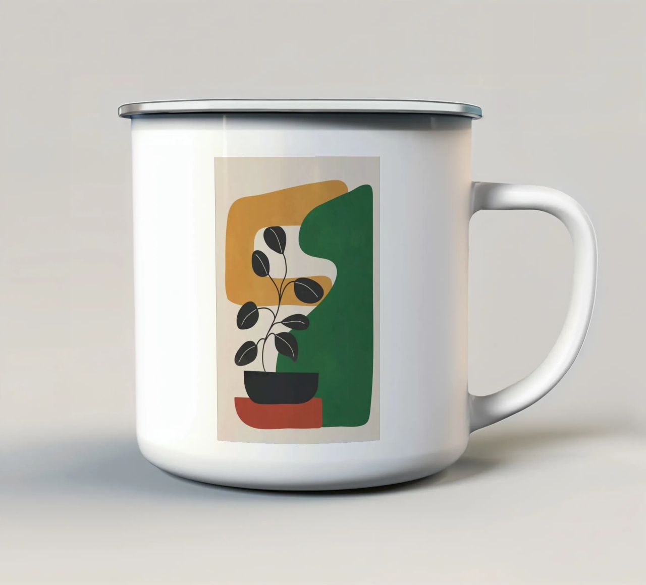 Modern Abstract Minimal Shapes Branches Art 4 tazza in smalto da Nadjaa