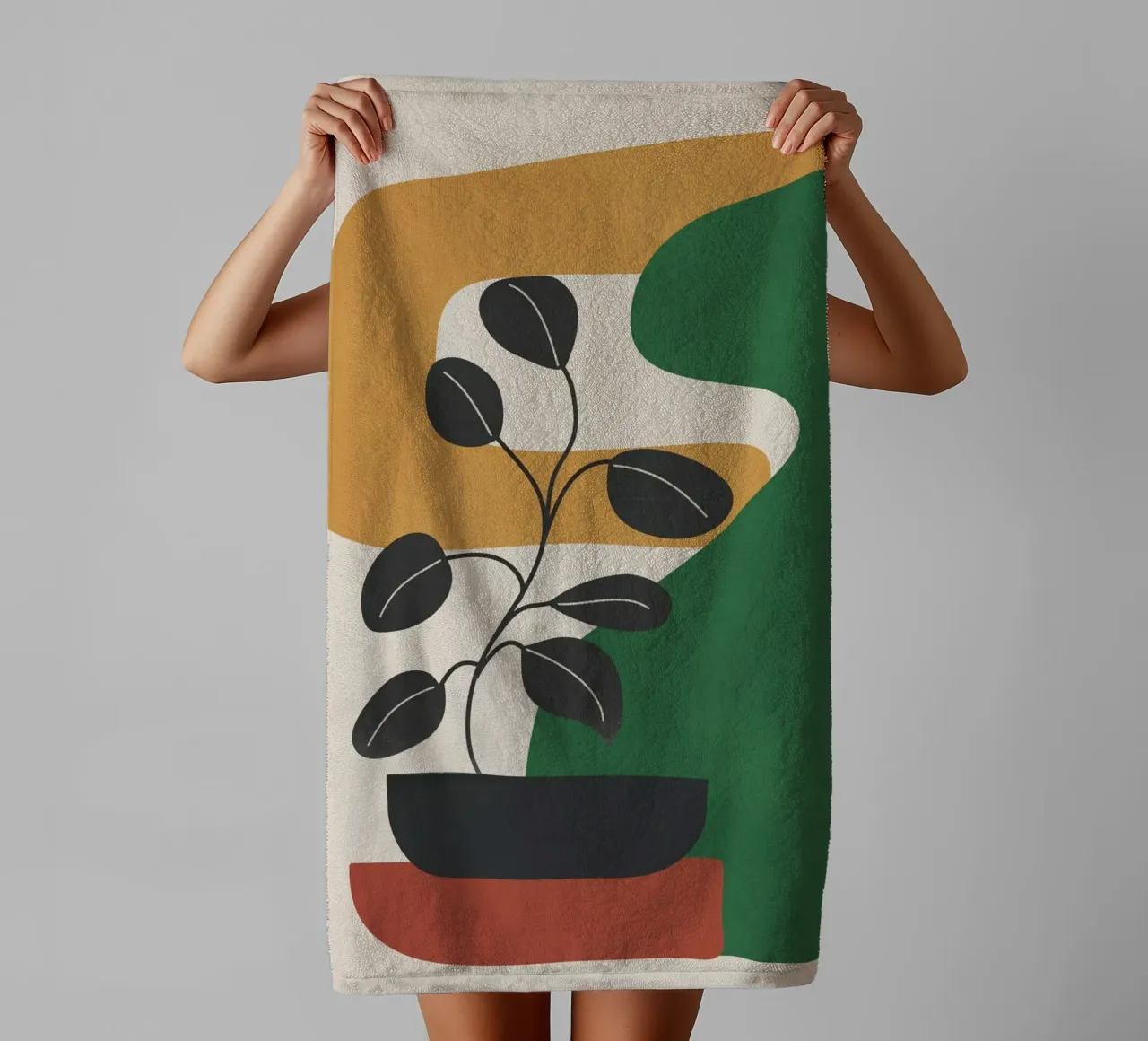 Modern Abstract Minimal Shapes Branches Art 4 toalla de baño de Nadjaa
