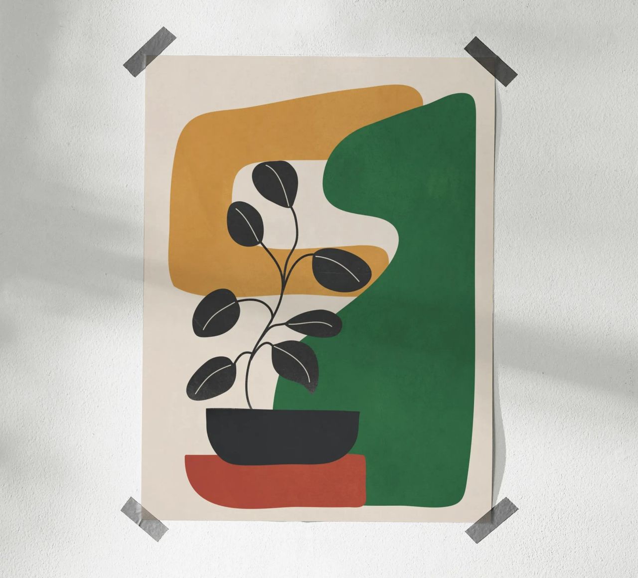 Modern Abstract Minimal Shapes Branches Art 4 carta hahnemühle da Nadjaa