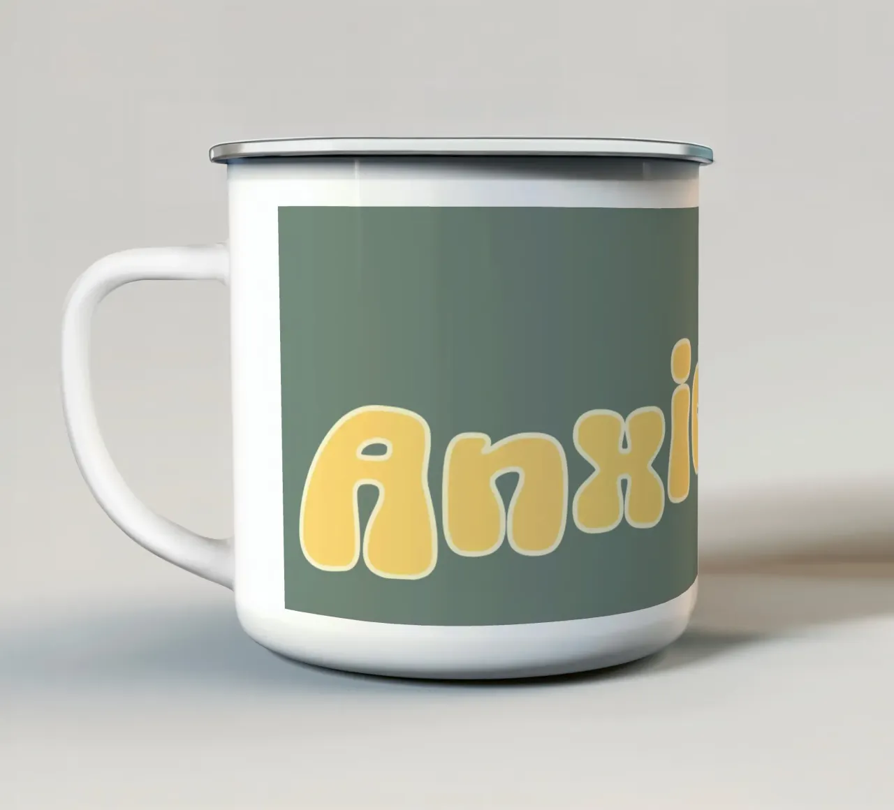 Ansia Divertente Retro Sarcasmo Introverso Salute mentale tazza in smalto da sillyindustries